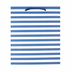 Pungă pentru cadou, SDE medie UNITA Stripes, culoare albastru cu alb