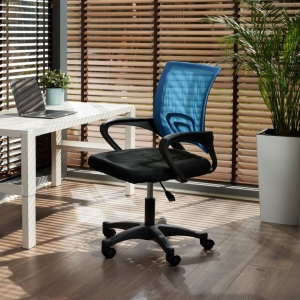 Scaun de birou ergonomic Jumi, mesh respirabil, bază neagră, albastru, reglabil