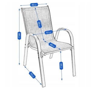 Scaun de grădină Jumi, modern, cu cadru metalic, model FIESTA, culoare negru