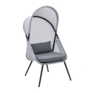 Scaun pliabil Jumi cu baldachin – oțel, negru/gri, design ergonomic pentru exterior