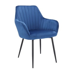 Scaun tapițat din catifea albastră CORA – design elegant JUMI, 82x56x61cm
