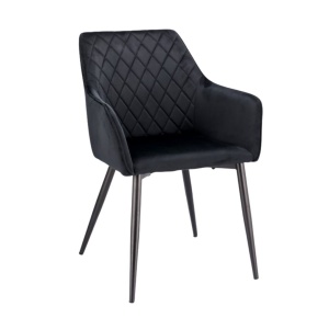 Scaun tapițat din velur negru APIS cu picioare metalice – design modern, confortabil, brand Jumi