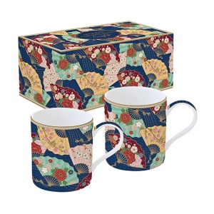 Set 2 căni, din porțelan, EasyLife, 350 ml, Kyoto