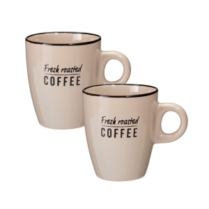 Set 2 căni Excellent Houseware, 220 ml, ceramică, Fresh Roasted Coffee