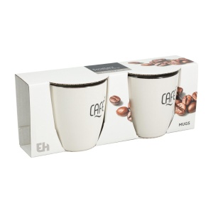 Set 2 căni Excellent Houseware, 220 ml, ceramică, model CAFÉ