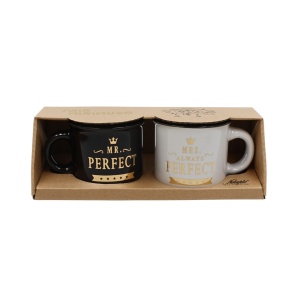 Set 2 Cești Espresso, Nekupto – “Mr. Perfect & Mrs. Always Perfect”, 2 x 80 ml