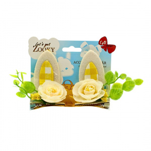 Set 2 clame Zooky urechiușe alb-galben