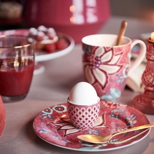 Set 4 farfurii din porțelan, Breakfast, Pip Studio, Dark Pink, 21 cm, colecția Flower Festival