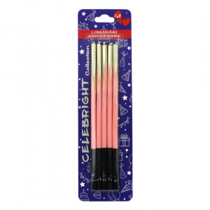 Set 5 lumânări tort roz auriu Celebright 14.5cm - Img 1