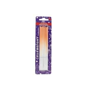 Set 6 lumânări pentru tort, Celebright, somon degrade, bază albă, 15 cm