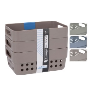Set de 3 coșulețe de depozitare, 350ml, Storage Solutions, 12x7x5 cm, taupe