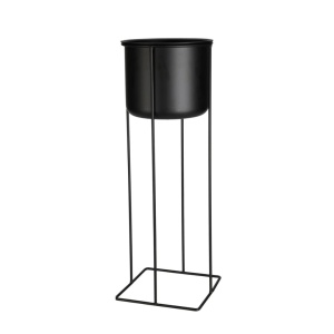 Set două ghivece decorative pentru plante și flori, din metal negru, design modern