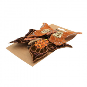 Set fluturi decorativi maro-portocaliu cu clips