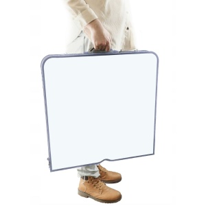 Set mobilier de camping pliabil, Jumi, alb, masă cu picioare reglabile și 4 tabureți