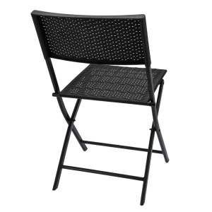 Set mobilier de terasă pliabil, Jumi, negru, 2 scaune și masă cu suport pentru flori