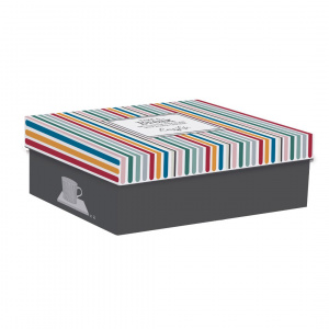 Set porțelan 2 căni 250ml și farfurii lemn acacia albastru/portocaliu - Img 6