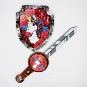 Set sabie și scut, Deluxebase, Animal Armouriez, model unicorn