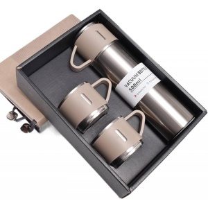 Set termos cu 3 căni – 500 ml, ideal pentru călătorii și cadouri, bej