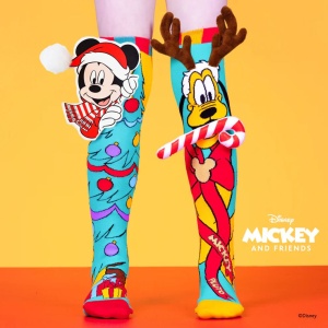 Șosete lungi colorate Madmia pentru fete fantasy Christmas Mickey and Pluto 3-5 ani