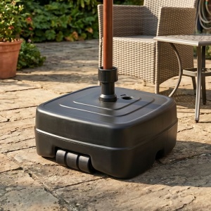 Square parasol base, black, 45L – stable garden umbrella stand for patios and outdoor use