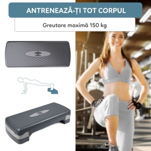 Stepper Umbro - platformă pentru aerobic, reglabilă 10 și 15 cm, suprafață antialunecare, max. 150 kg