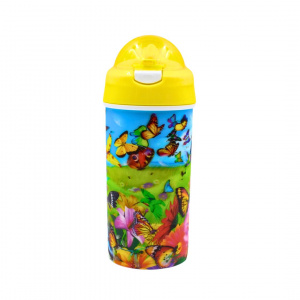 Sticlă apă pentru copii model fluturași 500ml - Img 1
