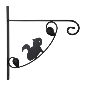 Suport agățătoare pentru ghiveci ProGarden, design decorativ, oțel, negru, model veverița tristă