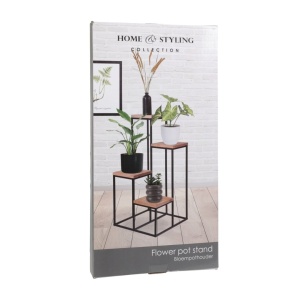 Suport etajat pentru ghivece de flori, 4 nivele, metal și lemn, 34 x 34 x 77 cm – Home & Styling Collection