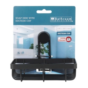 Suport pentru săpun, Bathroom Solutions, prindere cu ventuză, negru mat, max 3.5 kg, 13x11.5x11.5 cm
