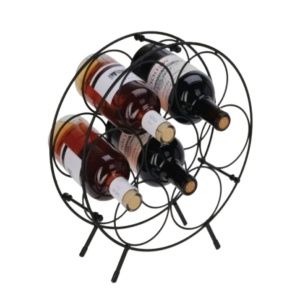Suport sticle vin metalic rotund, 7 sticle, design modern, 31x18x33 cm