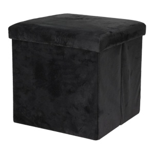 Taburet pliabil catifelat cu spațiu de depozitare - Storage Solutions®, tip cutie, otoman, culoare gri cărbune, 38x38x38 cm