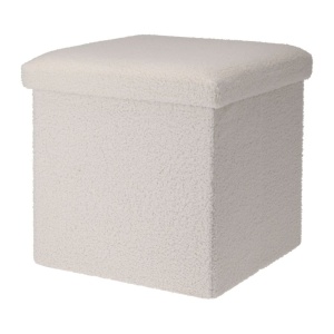 Taburet pliabil cu spațiu de depozitare - Storage Solutions®, tip cutie, otoman, culoare alb, 38x38x38 cm