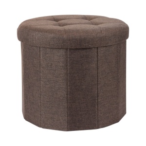 Taburet pliabil rotund cu spațiu de depozitare - Storage Solutions®, tip cutie, culoare maroniu, 45x45x39 cm