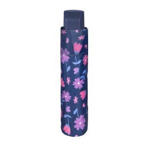 Umbrelă damă MINI manuală Perletti albastru cu flori - Img 2