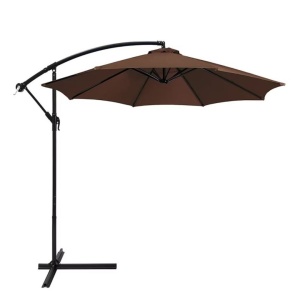 Umbrelă de gradină, Jumi, material textil maro, 250x300 cm, cu bază metalică