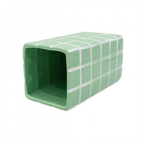 Vază ceramică model pătrățele 20x10.5 cm verzui