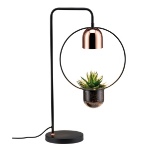 Veioză Neordic Fanja pentru plante, max 1x20W bec GU10, culoare negru/cupru 230V din metal si sticla