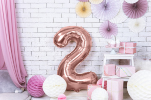 Balon cifra 2, roz, 35 cm
