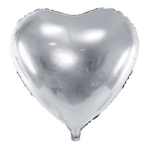 Balon party, model inimă, culoarea argintiu, 45 cm