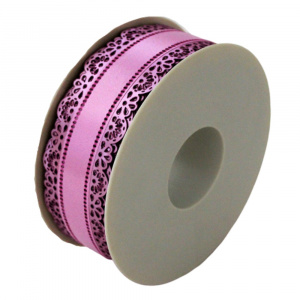 Bandă Decorativă Cake Dress, 40mm, Pizzo Dore Roz, 20 m - Img 2