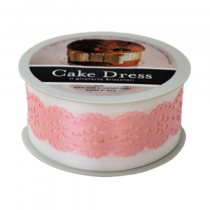 Bandă decorativă Cake Dress pentru torturi și prăjituri, 4.5cm x 15m, model dantelat, Splendor roz