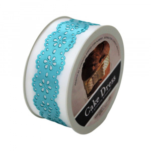 Bandă decorativă Cake Dress pentru torturi și prăjituri, 4.5cm x 15m, model dantelat, Splendor turcoise - Img 3