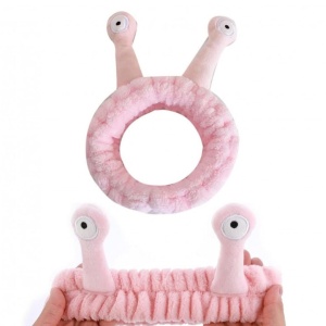 Bentiță cosmetică tip melc – plușată și moale, Ecarla, 20x5 cm, roz