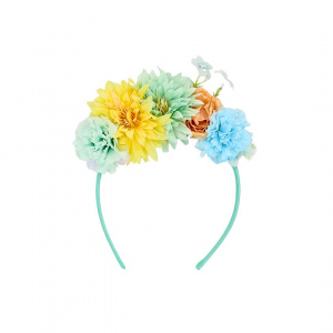 Coroniță de păr, turcoaz cu floricele, Zooky, accesoriu elegant pentru fete și evenimente speciale