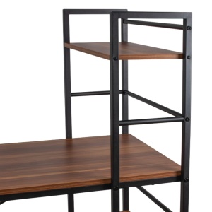 Birou calculator, Jumi, pal melaminat, oțel, 3 rafturi, natur și negru, 120x52x120 cm