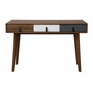 Birou Jumi, cu 3 sertare, 120x55x75 cm, design modern din lemn MDF, culoare stejar deschis