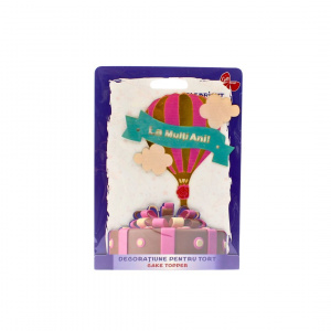Cake Topper pentru tort cu mesaj La Mulți Ani și balon roz