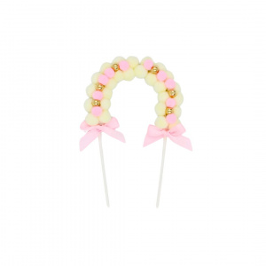 Cake Topper tort arcadă roz cu baloane - Img 1