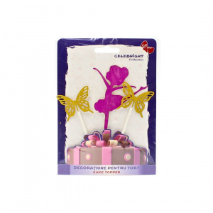 Cake Topper tort balerină mov cu fluturași - Img 2