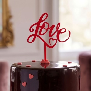 Cake Topper tort mesaj roșu LOVE